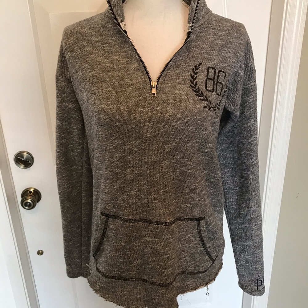 PINK VS quarter zip top with kangaroo pocket